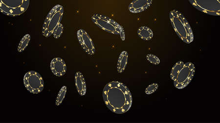 Gambling game, casino 3d golden chips. VIP poker chipsのイラスト素材
