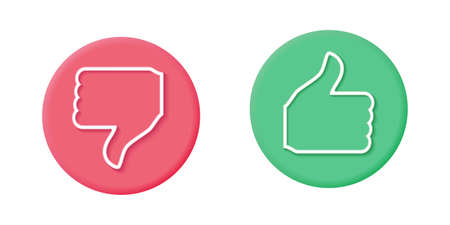 Like and dislike button. Red and green circle button.のイラスト素材