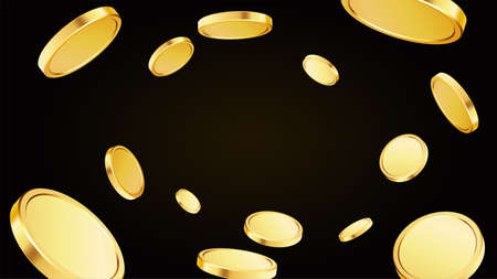 Gold rotating coins. Flying coins, or flying money.のイラスト素材