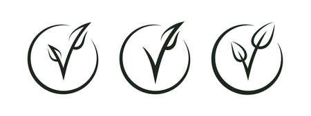 Vegan symbol. Vegan label with check markのイラスト素材