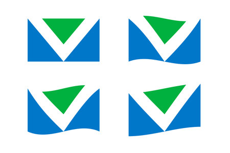 Vegan flag. Letter V inside flag. Vegan community flag.のイラスト素材