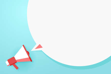 Flat megaphone with speech bubble and phrase