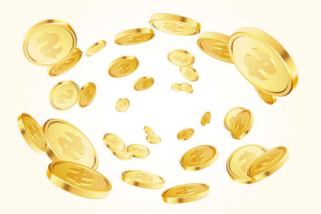 Gold rotating coins. Flying coins, or flying money.のイラスト素材
