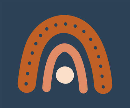 Hand drawn rainbow. Boho or bohemian blue rainbow.のイラスト素材