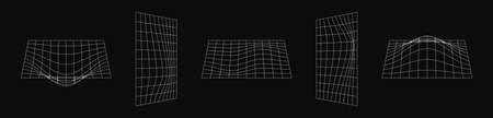 Abstract retro wireframe shapes. Set of 3d retrofuturistic planes.