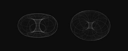 Abstract retro wireframe shapes. Set of 3d retrofuturistic shapes.