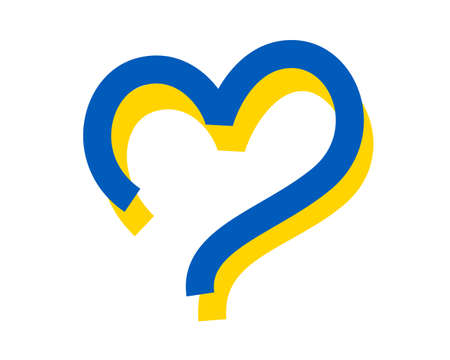 Support of ukrainians concept. Heart shape made by ukrainian ribbon.のイラスト素材