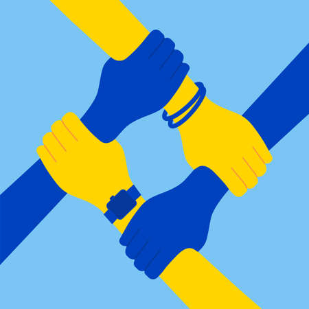 Ukrainian community illustration. Ukrainians strong together concept.のイラスト素材