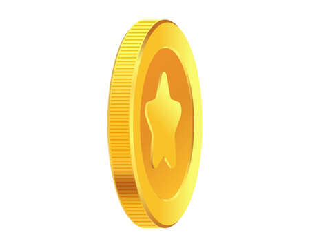 Golden money. Rotating gold coin.のイラスト素材