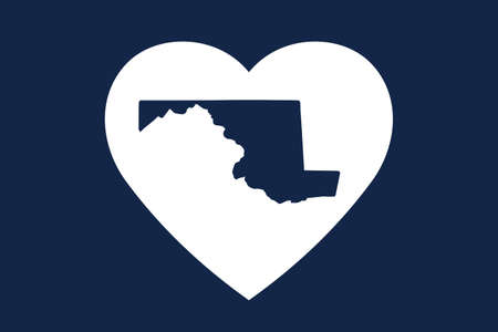 US American state inside the heart shape. Maryland state. Patriotic heart symbol. Love America symbol. Vector illustrationのイラスト素材