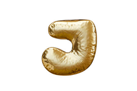 Golden foil letter. Balloon j letter. 3d renderingの写真素材