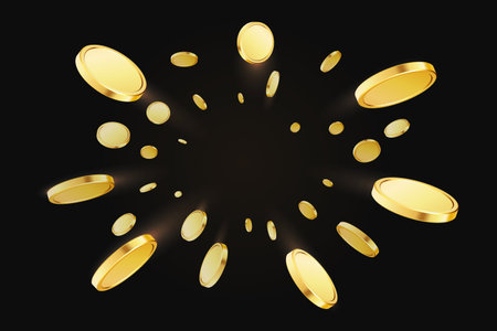 Golden coins explosion. Casino jackpot or win concept.のイラスト素材