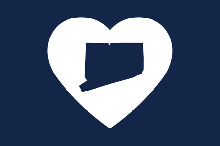 US American state inside the heart shape. Connecticut state. Patriotic heart symbol. Love America symbol. Vector illustrationのイラスト素材