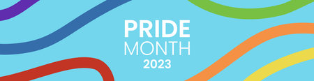 LGBT pride month banner. Abstract rainbow stripes or curves.のイラスト素材
