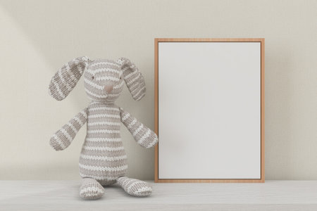 Horizontal frame, table decor. Child room. Frame mockup.の写真素材