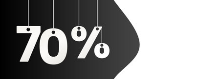 70 percent off banner. Hanging big numbersのイラスト素材