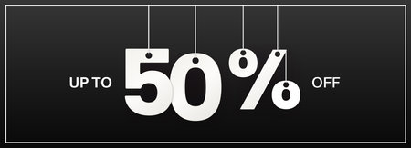 50 percent off banner. Hanging big numbers.のイラスト素材