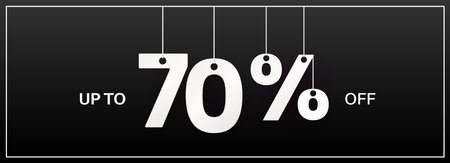 70 percent off banner. Hanging big numbers