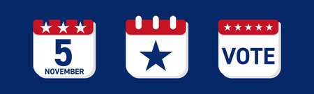 Elections reminder icon. Tear-off calendar with american star symbol.