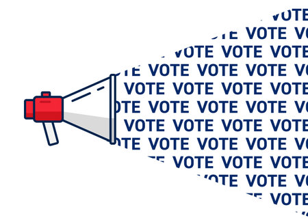 American presidential elections campaign illustration. Loudspeaker with voting agitation message.のイラスト素材