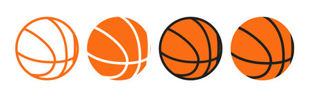 Orange basketball ball icons. Set of basketball balls symbols.のイラスト素材