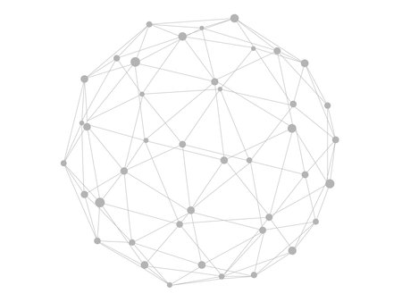 Technology abstract shape. Dots connected by lines. Minimalist mesh sphere. Abstract polygonal shape.のイラスト素材