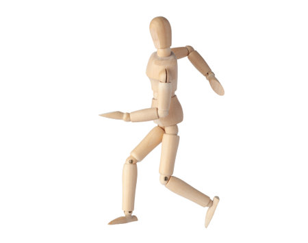 Articulated mannequin and Wooden model captures lifelike motion, perfect for artists and dynamic sketches. A Wooden dummy takes its first steps, moving like a Poseable figure. Thisの写真素材