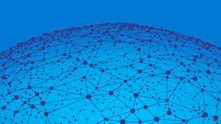 Technology abstract shape. Dots connected by lines. Minimalist mesh sphere. Abstract polygonal...