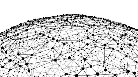 Technology abstract shape. Dots connected by lines. Minimalist mesh sphere. Abstract polygonal shape.の写真素材