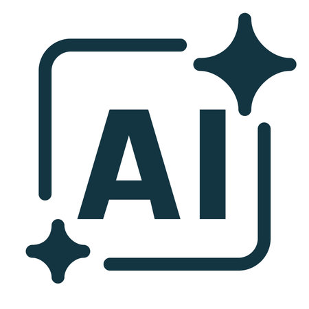 Outline AI tool icon with sparkles, representing artificial intelligence, automation, and smart technology. Modern digital symbol for innovation, software, and futuristic AI tools.のイラスト素材