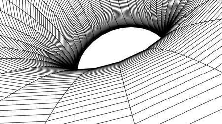 Monochrome Wireframe Grid Shape. Abstract 3D Geometric Shape