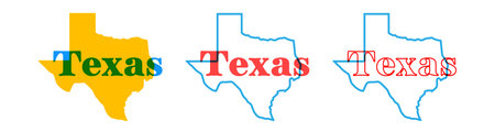 Texas state map silhouette with the state name in retro typography above. Vintage design with...