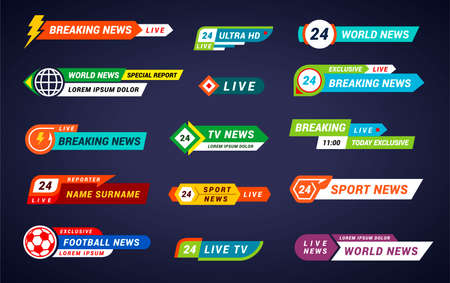 TV news bars set. Breaking, special report, sport banners of lower third.のイラスト素材