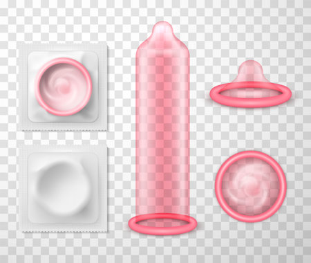 Condom set, contraceptive, protection against infectionのイラスト素材