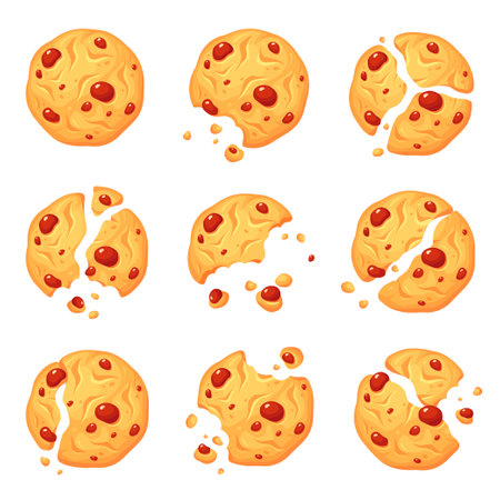 Oatmeal crispy cookie set, traditional cereal bakeryのイラスト素材