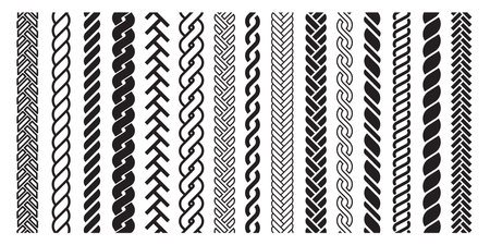 Plait and braids pattern icon, line art designのイラスト素材