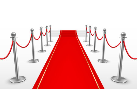 Red carpet with barriers for event or partyのイラスト素材