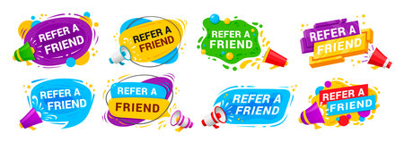 Refer A Friend announcements, promotional messagesのイラスト素材