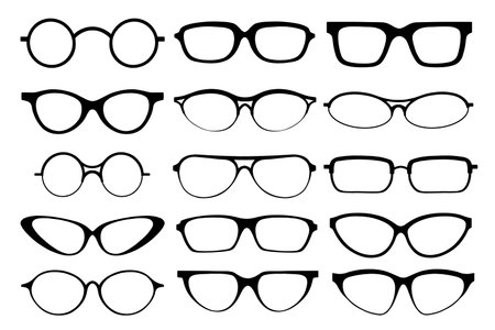 Glasses line art silhouette, eyewear and optical accessoryのイラスト素材