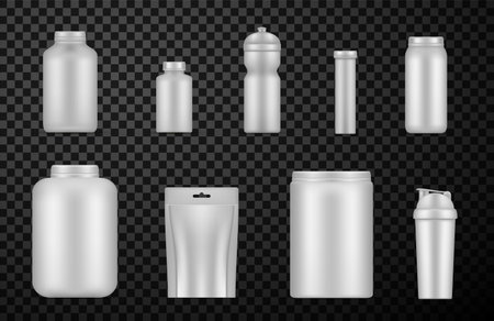 White food sport container set, fitness packagingのイラスト素材