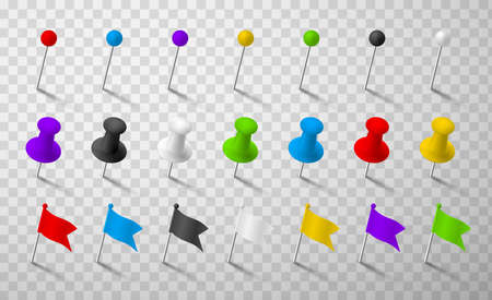 Colorful office pins realistic 3d vector illustrations setのイラスト素材