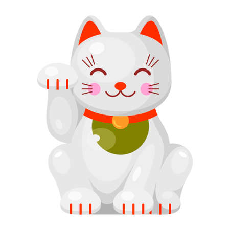 Maneki Neko good luck cat Japanese figurine vector pet lucky charm talisman bring fortuneのイラスト素材