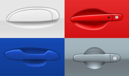 Collection of car door handles vector illustration equipment for open and close automobile transportのイラスト素材