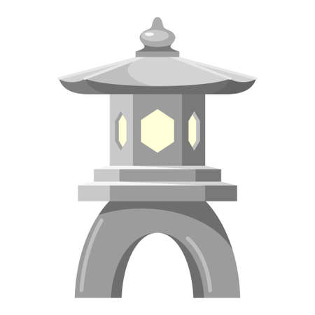 Traditional Asian garden lantern vector flat illustration. Ethnic Japanese outdoor concrete lampのイラスト素材