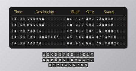 Airport sign message letter board, departure and arrival informationのイラスト素材