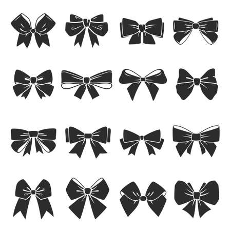 Bow set decoration black icon, holiday designのイラスト素材
