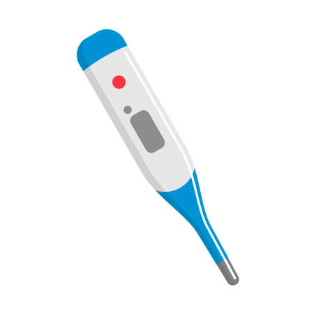 Thermometer cartoon icon. Digital medical device measuring body temperature.のイラスト素材