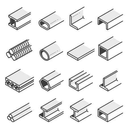 Steel beam and pipe set, industry constructionのイラスト素材