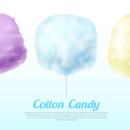 Cotton candy realistic banner place for text vector illustration advertising sugar sweet deliciousのイラスト素材