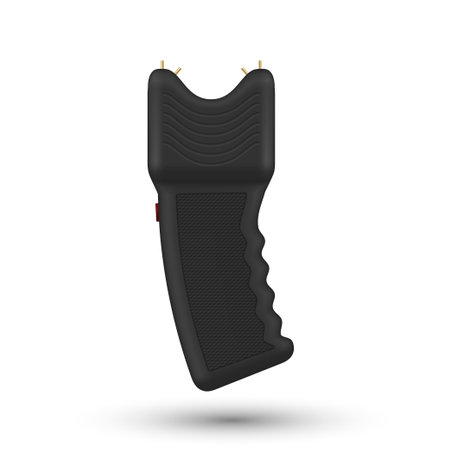 Electric shocker black electricity weapon with handle realistic vector illustrationのイラスト素材